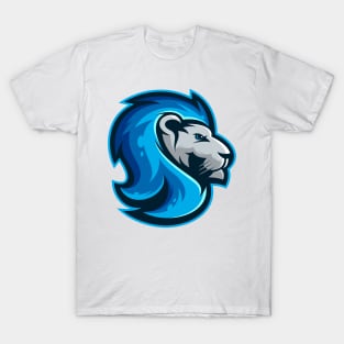 Blue lion head illustration character T-Shirt